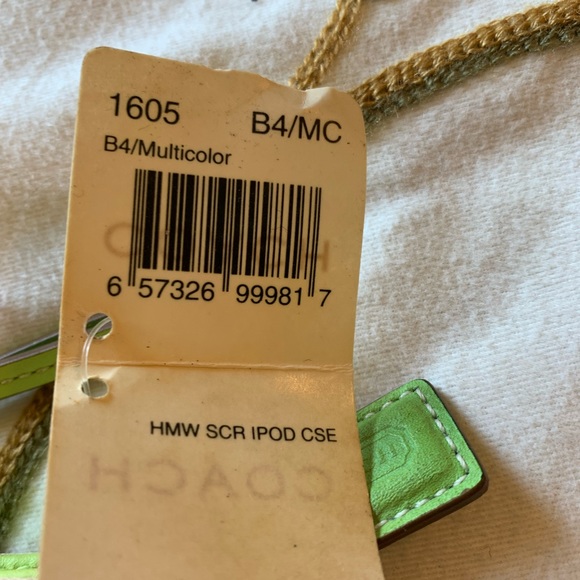 NWT Coach multicolored signature fabric with green leather ipod case - Picture 4 of 6